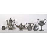 A selection of 19th Century pewter items to includ