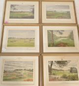 A set of six signed John Morland golfing related p