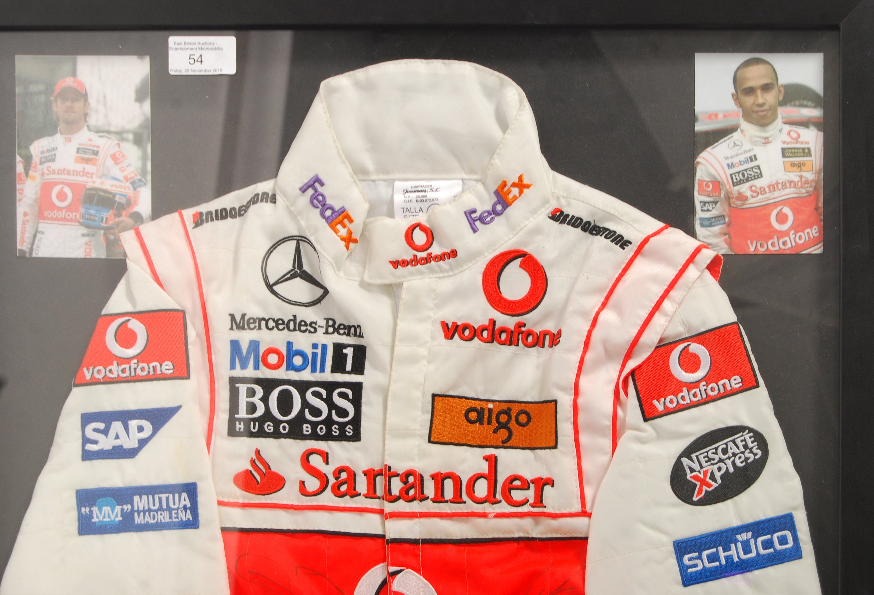 LEWIS HAMILTON & JENSEN BUTTON AUTOGRAPHED MCLAREN RACE SUIT - Image 2 of 6