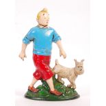 TIN TIN AND SNOWY VINTAGE STYLE CAST METAL FIGURATIVE DOORSTOP