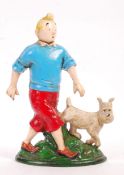 TIN TIN AND SNOWY VINTAGE STYLE CAST METAL FIGURATIVE DOORSTOP