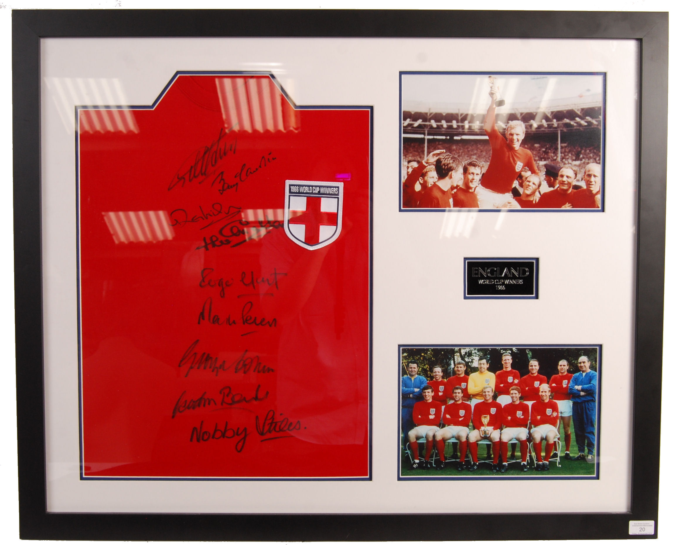 WORLD CUP 1966 ENGLAND SQUAD AUTOGRAPHED REPLICA SHIRT PRESENTATION