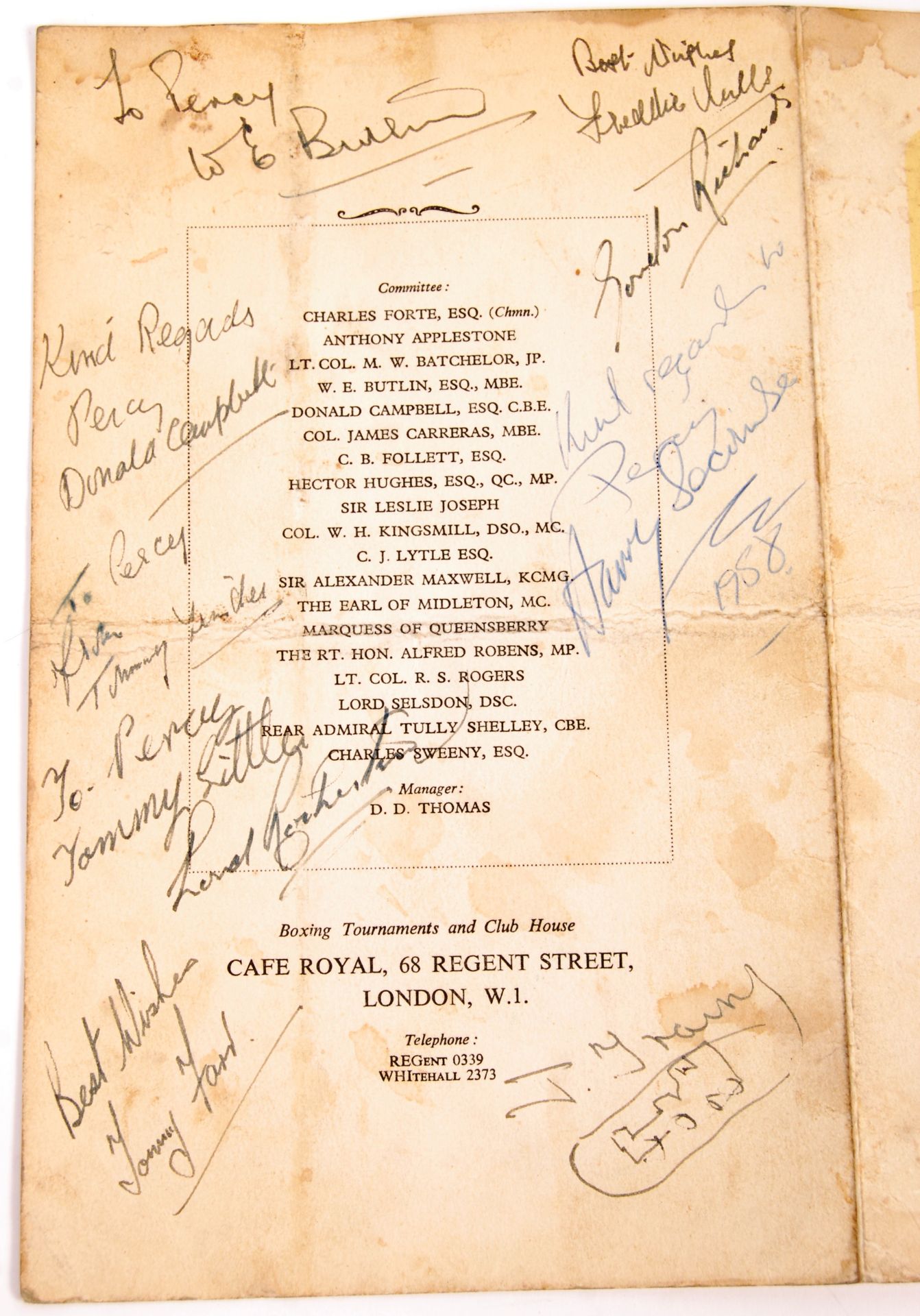 RARE 1950'S BOXING PROGRAMME AUTOGRAPHED BY THOSE ATTENDING - Bild 2 aus 3