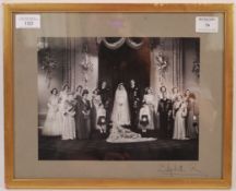 RARE QUEEN ELIZABETH QUEEN MOTHER OFFICIAL SIGNED WEDDING PHOTOGRAPH