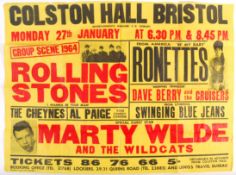 INCREDIBLY RARE THE ROLLING STONES BRISTOL COLSTON HALL POSTER