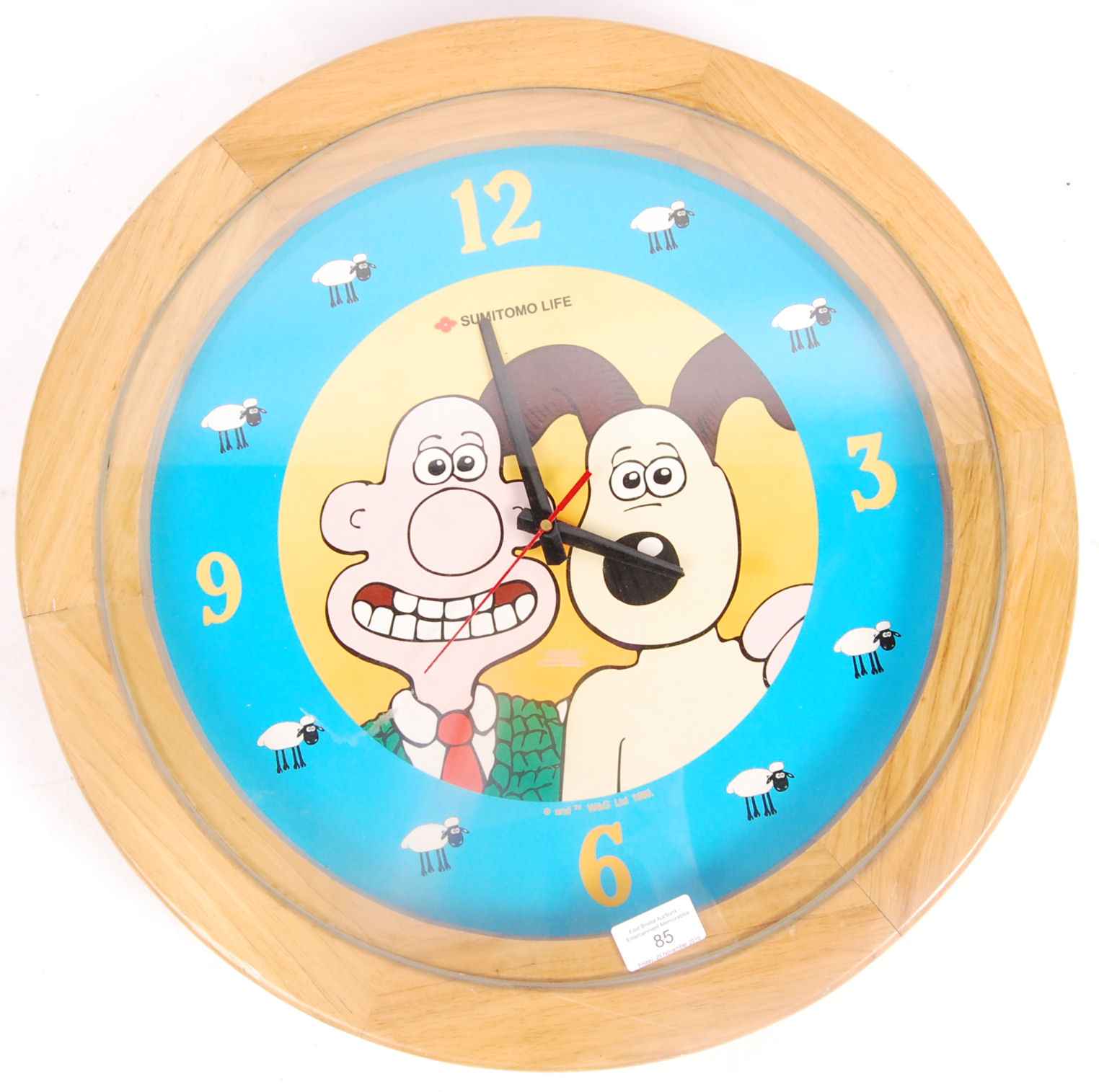 RARE WALLACE AND GROMIT SUMITOMO LIFE WALL CLOCK