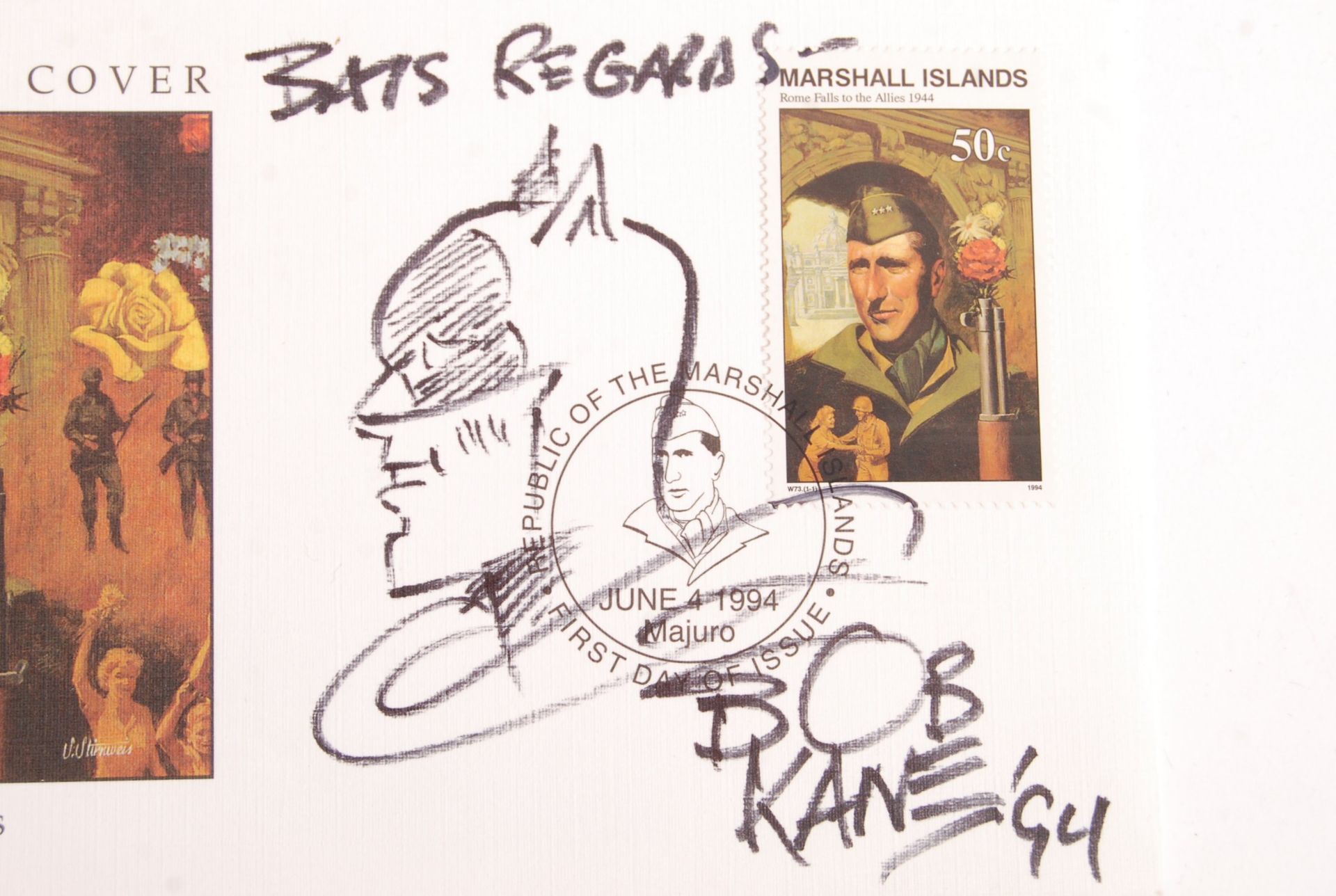 BOB KANE - BATMAN CO-CREATOR - SKETCH & AUTOGRAPHED FDC - Bild 2 aus 2