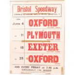 RARE ORIGINAL JUNE 1954 BRISTOL SPEEDWAY ADVERTISING POSTER