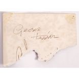 GEORGE HARRISON - THE BEATLES - RARE SIGNED POSTCARD FRAGMENT