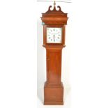 A 19th century oak painted face 30 hour longcase - grandfather clock. The painted face with half