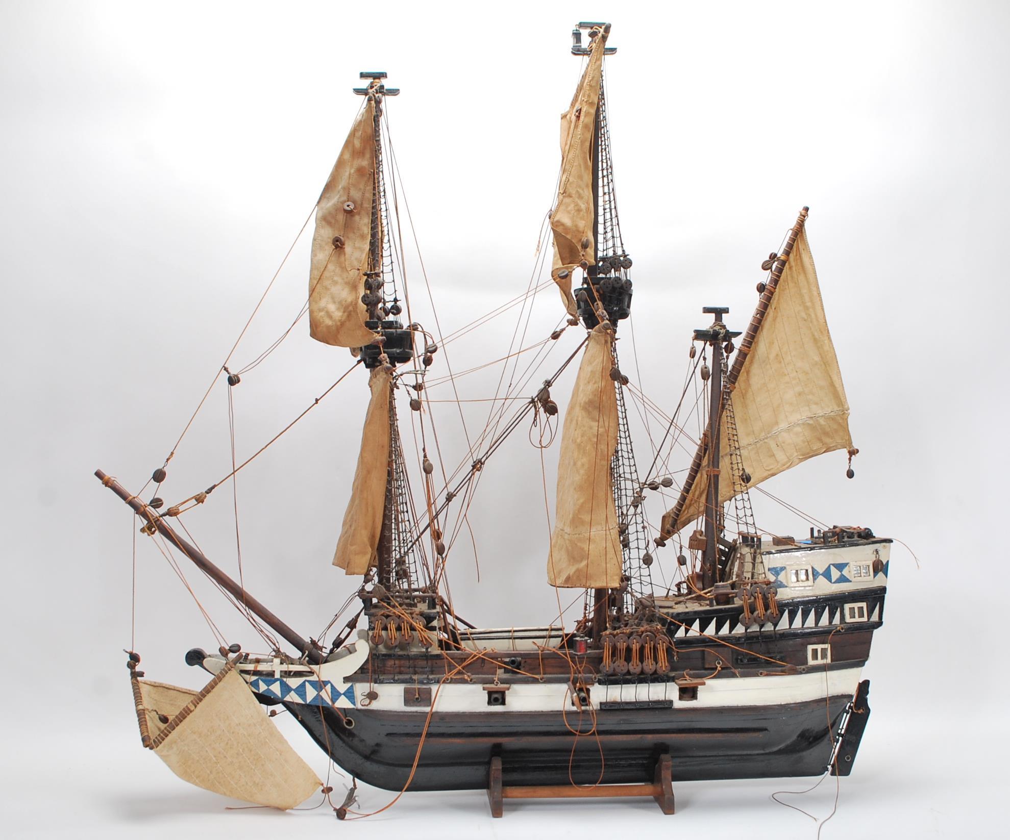 A vintage 20th Century large scratch built model of a galleon style ship in the manner of the - Image 2 of 9