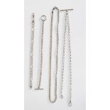 A selection of silver jewellery to include a stamped 925 fob watch chain, a stamped 925 figaro chain