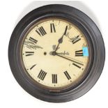 A 19th Century Victorian ebonised mahogany cased Station clock housing a brass movement. The