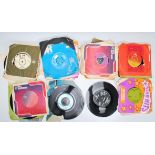 A collection of 45rpm 7" vinyl singles dating from the 1960's featuring several artists and genres