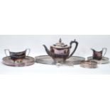 A 20th Century silver plated Elkington three piece tea service to include teapot, creamer and