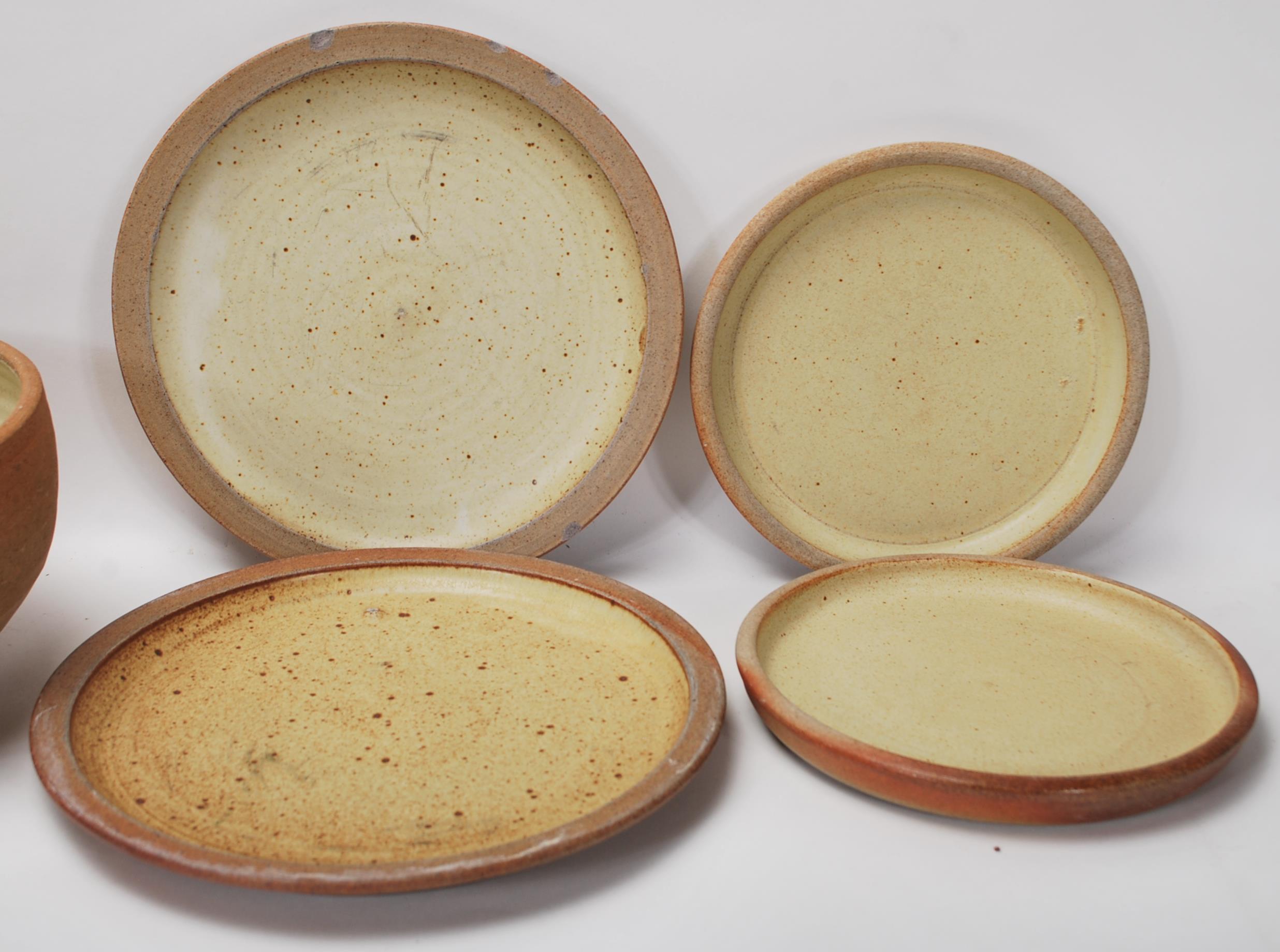 A collection of mid century Ray Finch studio pottery items being ochre fired to include fruit - Image 5 of 6