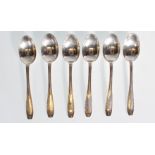 A set of six early 20th Century silver hallmarked tea spoons having decorative handles with swag