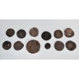 A collection of silver hammered stuck coins to include a Scottish Charles I half groat, James I half
