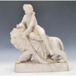 A 19th Century Parian ware sculptural figure of Una and The Lion in the manner of Minton, Una