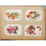 A good early 20th Century Edwardian French postcard album filled with postcards, postcards to