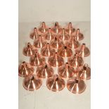 A set of 24x 20th Century retro vintage industrial copper ceiling light shade fixtures having a