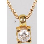 18CT YELLOW GOLD AND DIAMOND PENDANT AND NECKLACE