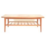 A 1960's retro vintage Danish designer teak wood ' surfboard ' type coffee / centre table of long