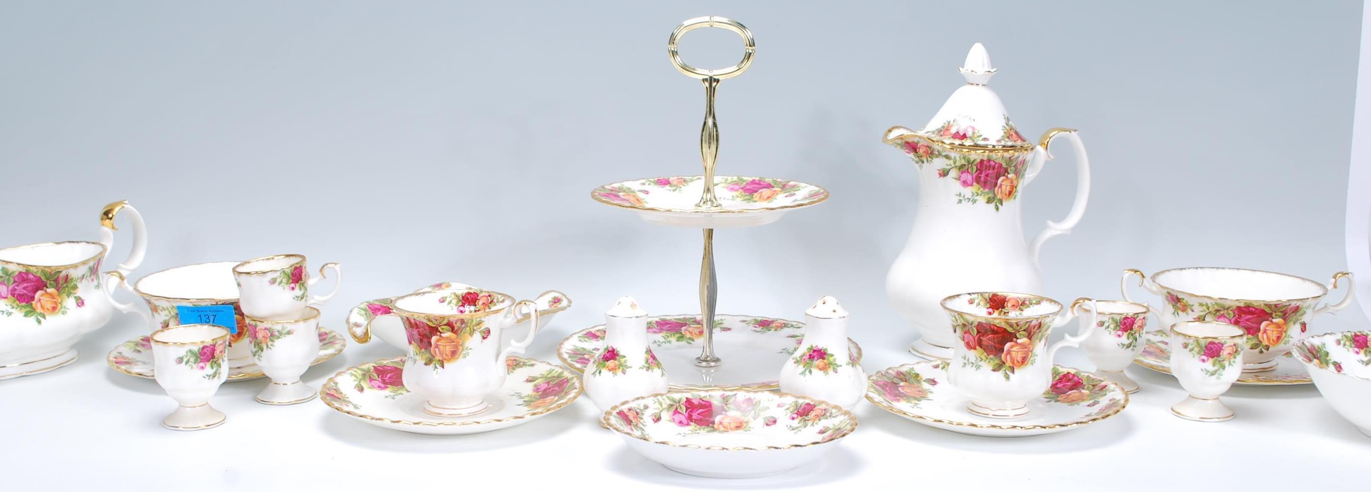 A selection of Royal Albert Old Country Roses pattern ceramics to include tea cups and saucers, twin