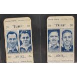 A selection of vintage cigarette Cards, Carreras TURF Slides, Famous Footballers full set of 50