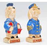 A pair of rare vintage early 20th Century Senior Service cigarettes advertising figurines in the