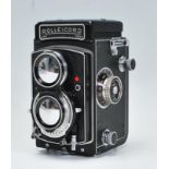 A rare original Franke & Heidecke made Rollei Rolleicord Germancamera. Twin lens with black and