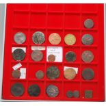 A collection of mixed copper and bronze coins most dating from the 19th Century to include a 1652