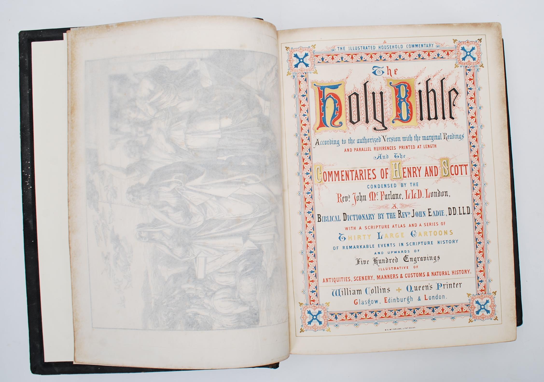 Two 19th Century Victorian Bible's to include The Holy Bible and the Commentaries of Henry and Scott - Image 2 of 9