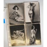 A collection of vintage mid 20th Century erotic / risqué female nude photo postcards x 10, in