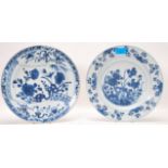 2 believed 18th / 19th century Chinese Kangxi blue and white plates. Both with floral sprays of