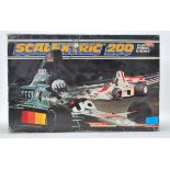 A retro 20th Century Scalextric 200 electric racing game, in original box with track, two cars,