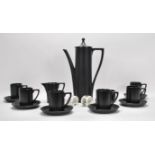 A vintage 20th Century Portmeirion coffee service in a black ground pattern to include coffee pot,