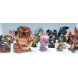 A collection of composite figural collectable Dragons possibly Enchantica, several different designs