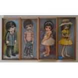 Ozz Frana - A collection of four framed and glazed vintage Kitsch Ozz Franca prints of his iconic