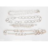 A selection of stamped 925 silver necklaces to include a necklace chain of flat oval links, a