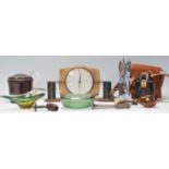 A collection of miscellaneous items to include a mid Century Metamec electric clock, bakelite
