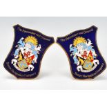 Two Peninsular and Oriental Steam Navigation Company car badges of armorial form having blue