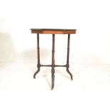 A Victorian 19th century Aesthetic movement amboyna wood ebonised marquetry inlaid occasional table.