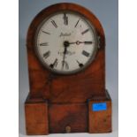 A 19th Century Victorian walnut veneered cased mantel clock having a twin train movement. The