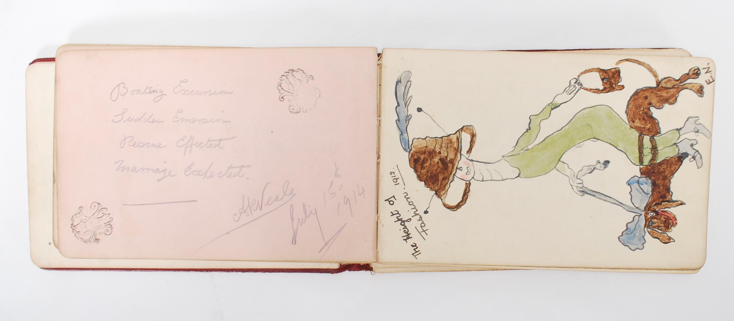 Two autograph books dating to the early 20th Century filled with sketches, poems, prose. dating back - Image 9 of 11