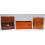 A collection of four boxes dating from the 19th Century to include a rosewood tea caddy, a