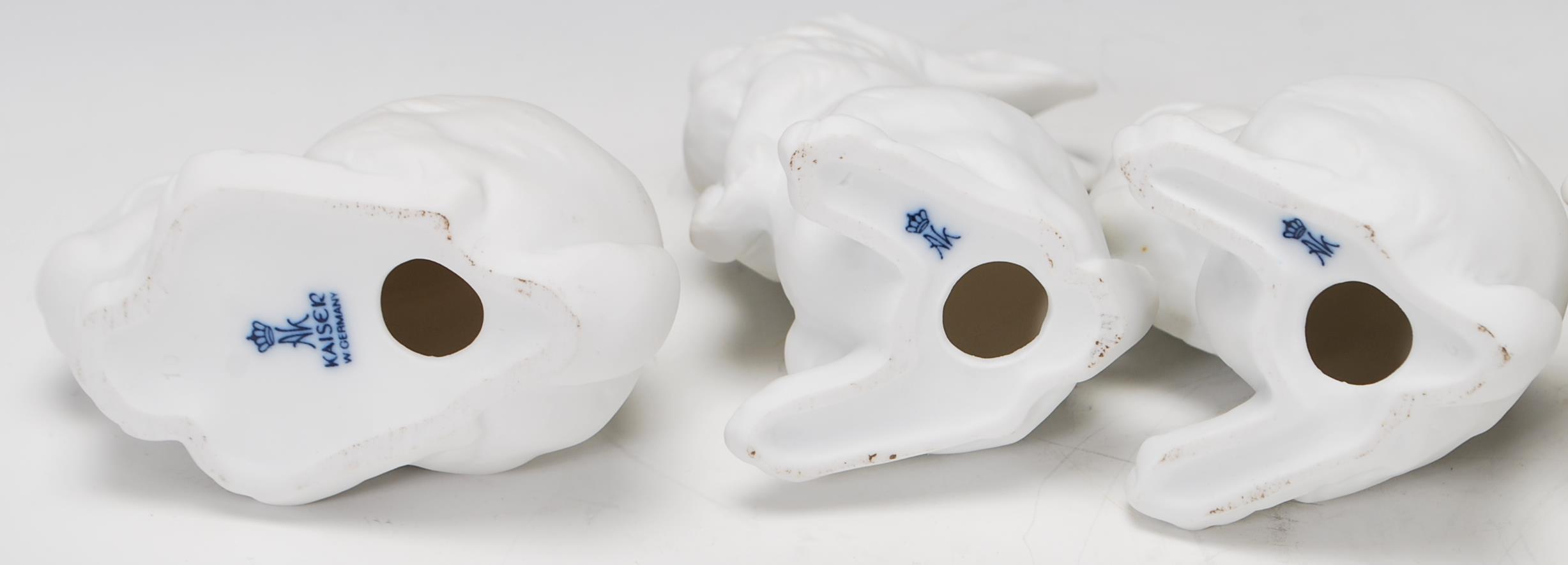 A group of six Kaiser porcelain figures in the form of rabbits in various positions, one being - Image 6 of 7