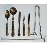 A Victorian set of 3 silver hallmarked knife, fork and spoon set. Birmingham hallmarked for 1899,