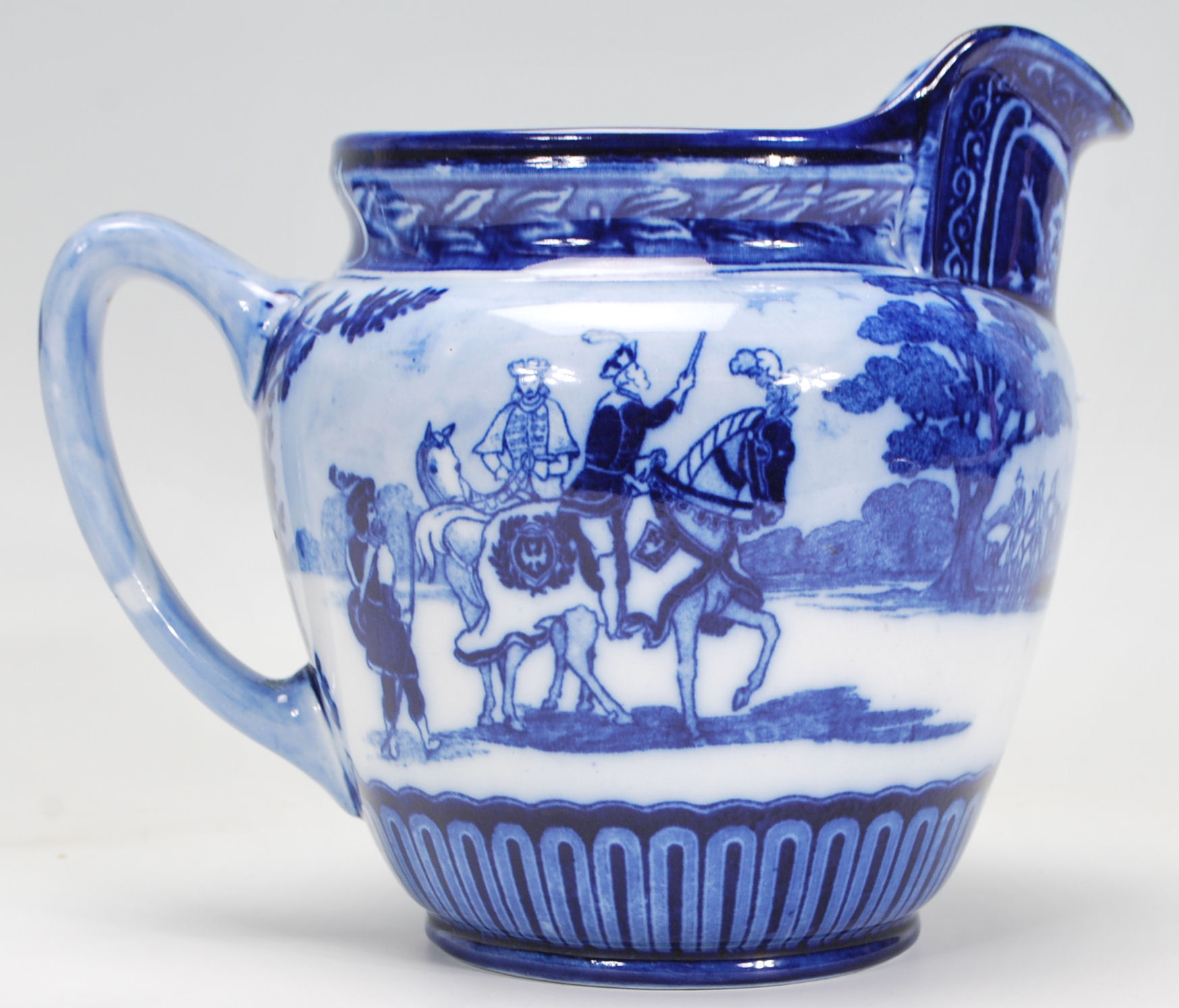 A Royal Doulton Eglinton Tournament jug having transfer printed blue and white decoration - Image 3 of 7