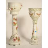 Two vintage 20th Century Italian ceramic planters raised on columnal supports to include one